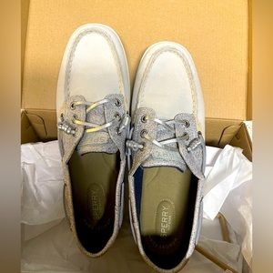 Sperry Topsider silver sparkling shoes